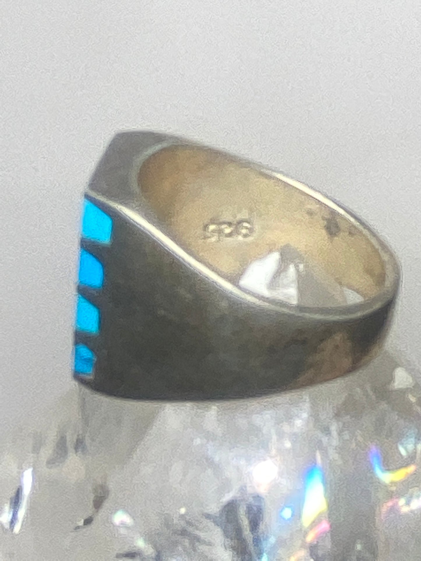 Turquoise ring size 8.50 Mexico band sterling silver men women