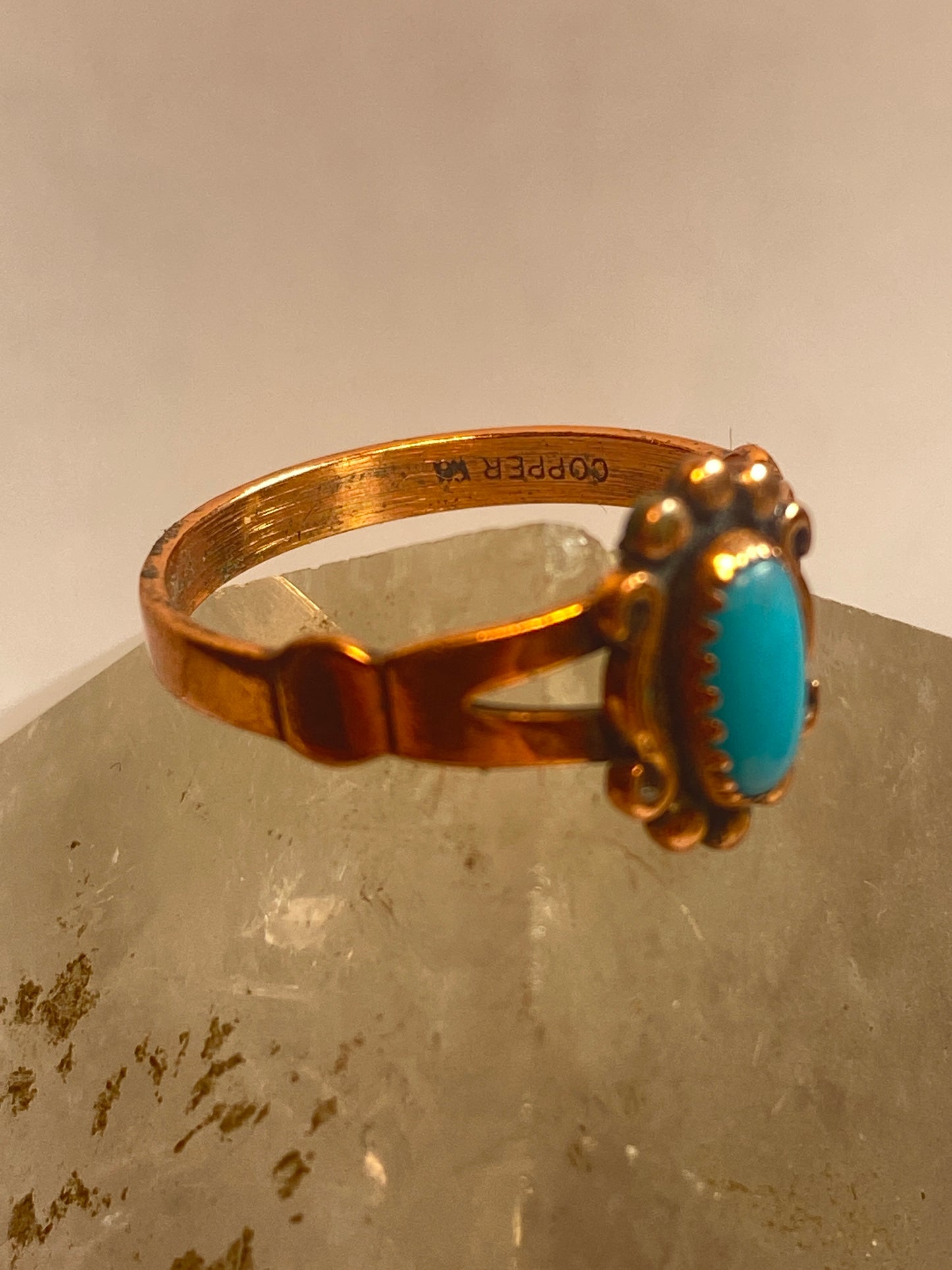 Turquoise ring size 7.75 simulated turquoise southwest copper girls women