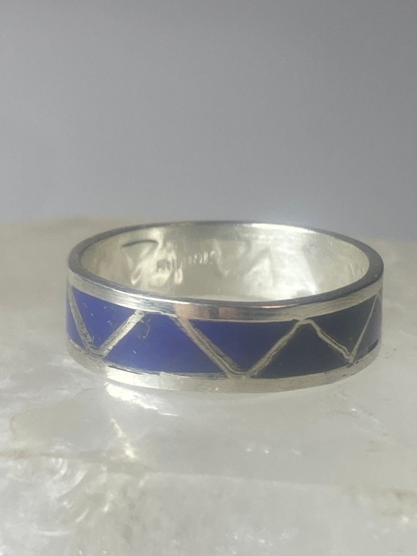 Blue lapis band ring size 9.50 Navajo southwest  sterling silver women b