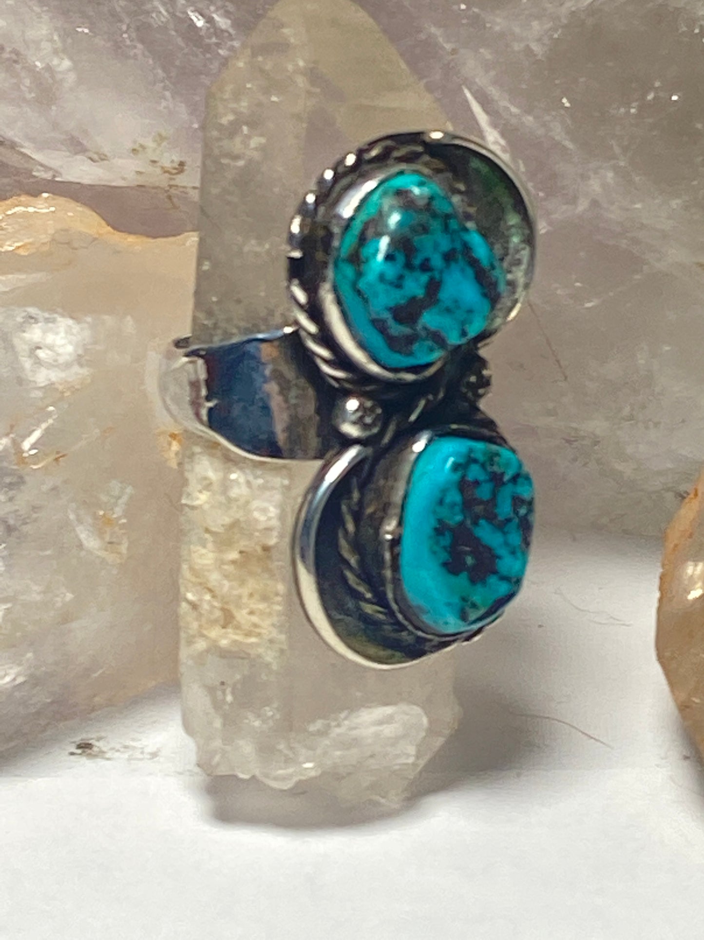 Turquoise Navajo ring long sterling silver women