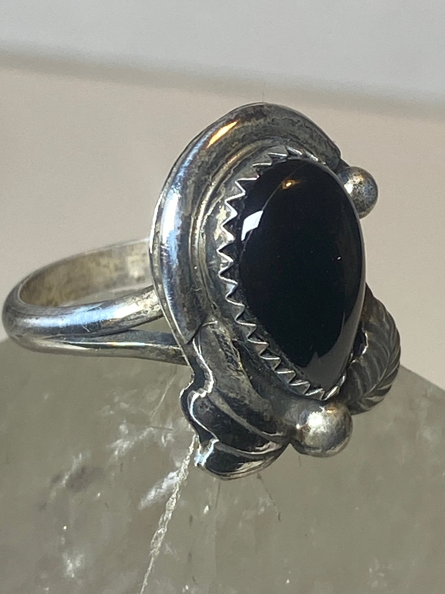 Onyx ring southwest  band sterling silver women