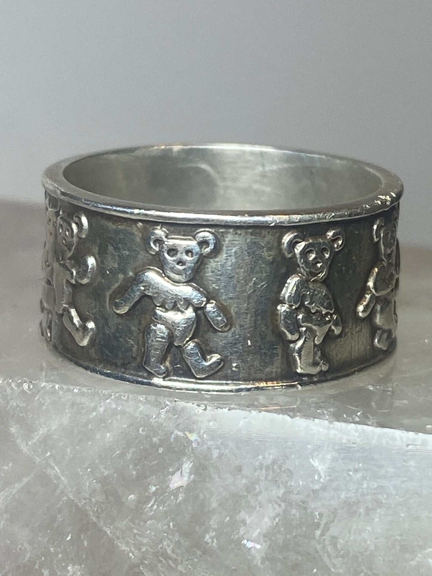 Bears  ring size 7.25  bear band sterling silver women men