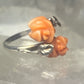 rose  coral  ring band  sterling silver women girls