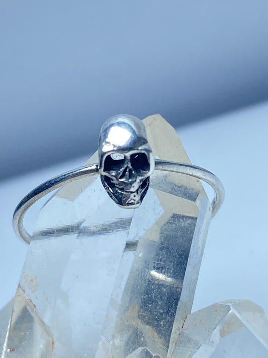 Skull ring biker stacker band sterling silver women girls