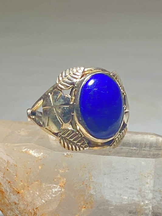 Blue Stone ring southwest leaves floral  sterling silver women