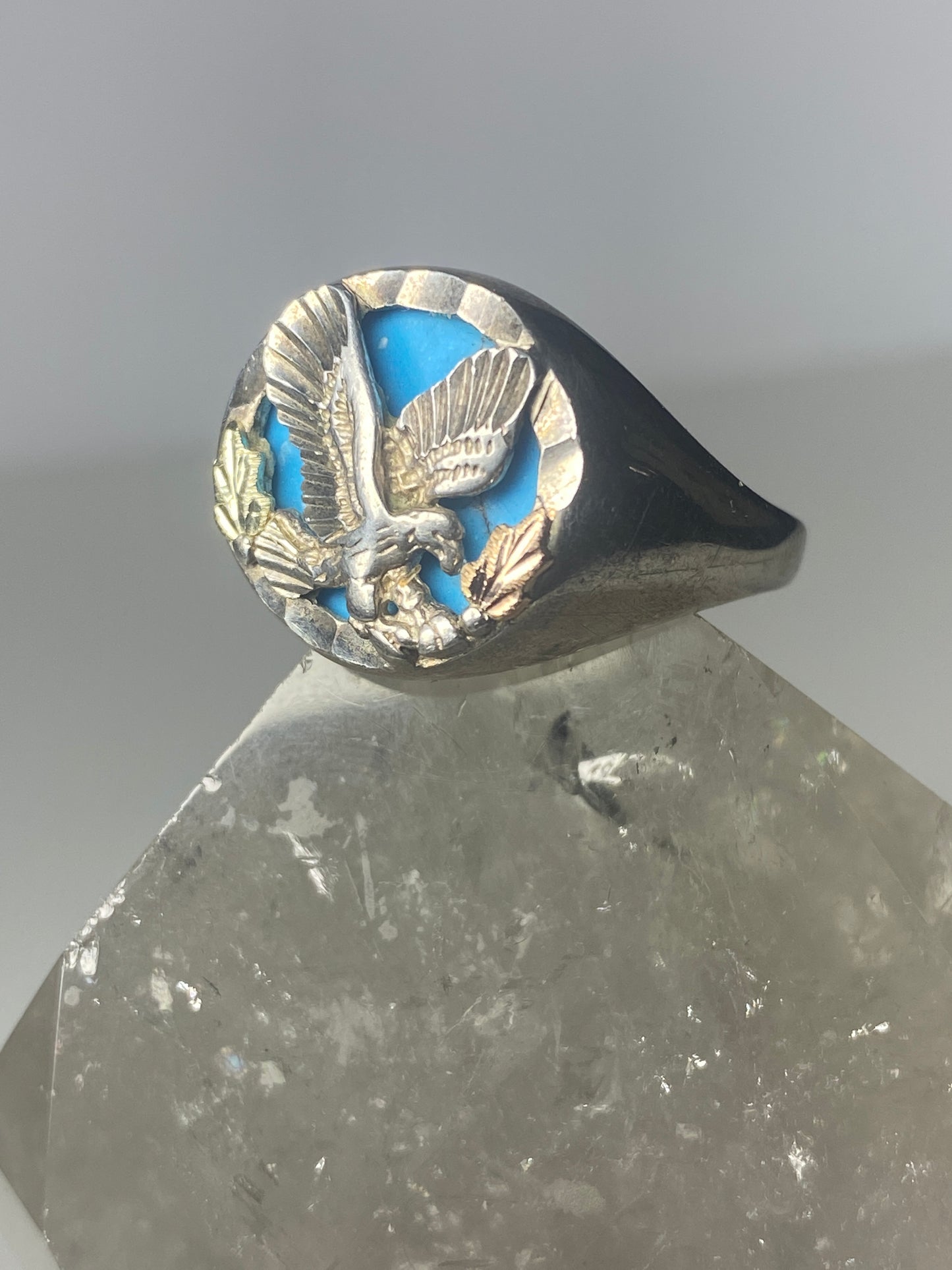 Black Hills Gold ring Eagle band sterling silver women men