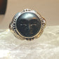 Face ring black sterling silver ring women