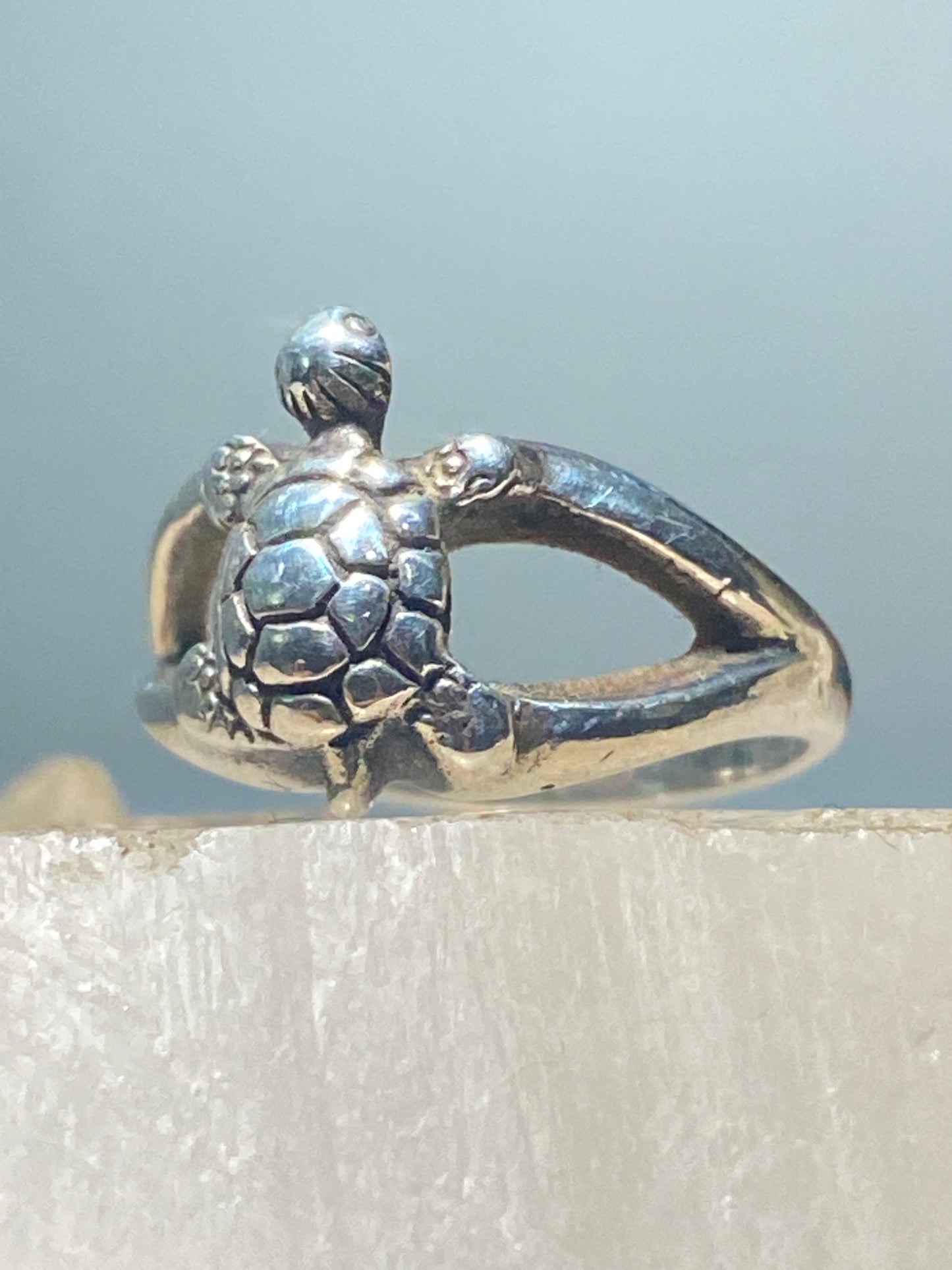 Turtle ring tortoise toe band sterling silver women girls