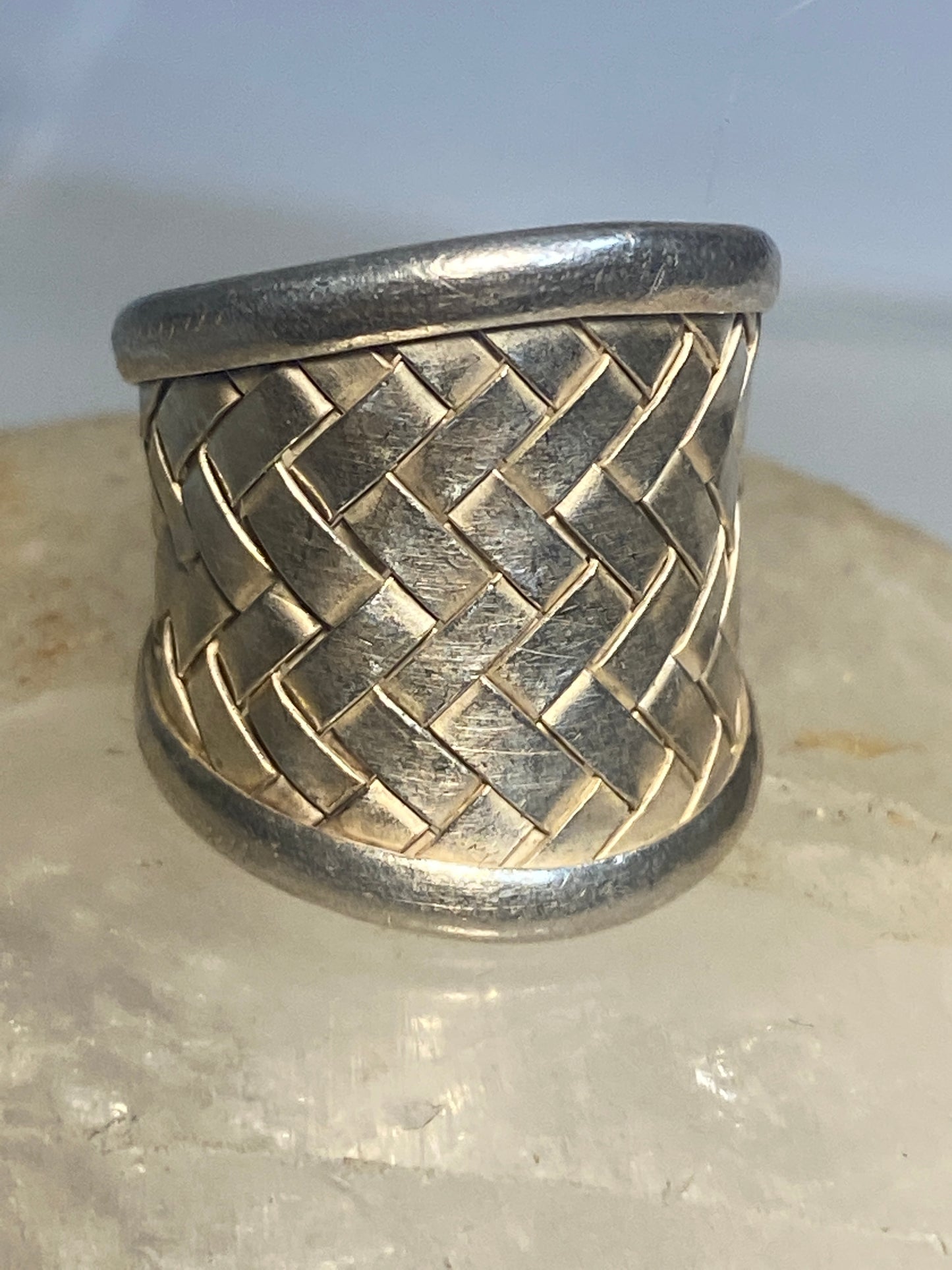 Cigar band size 4.75 woven ring sterling silver women