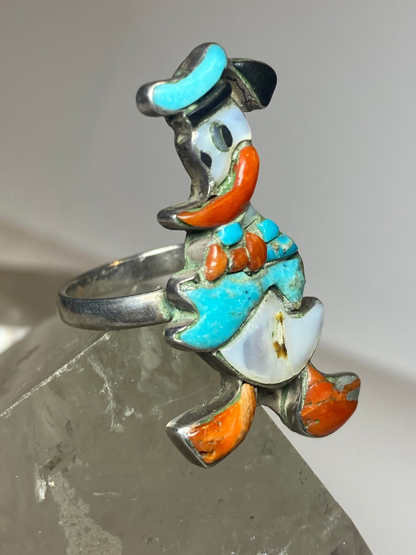 Donald Duck ring southwest Zuni sterling silver women girls