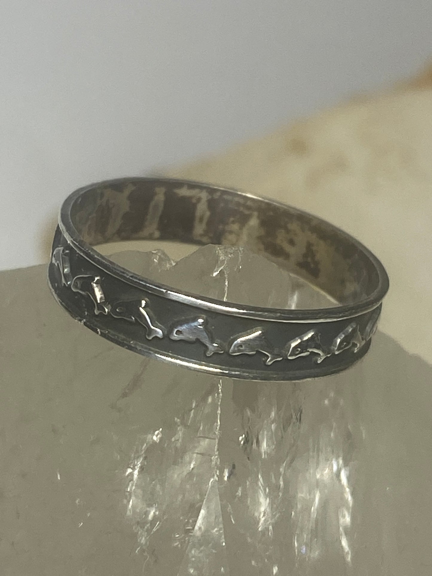 Dolphin  ring dolphins band stacker sterling silver women men boys