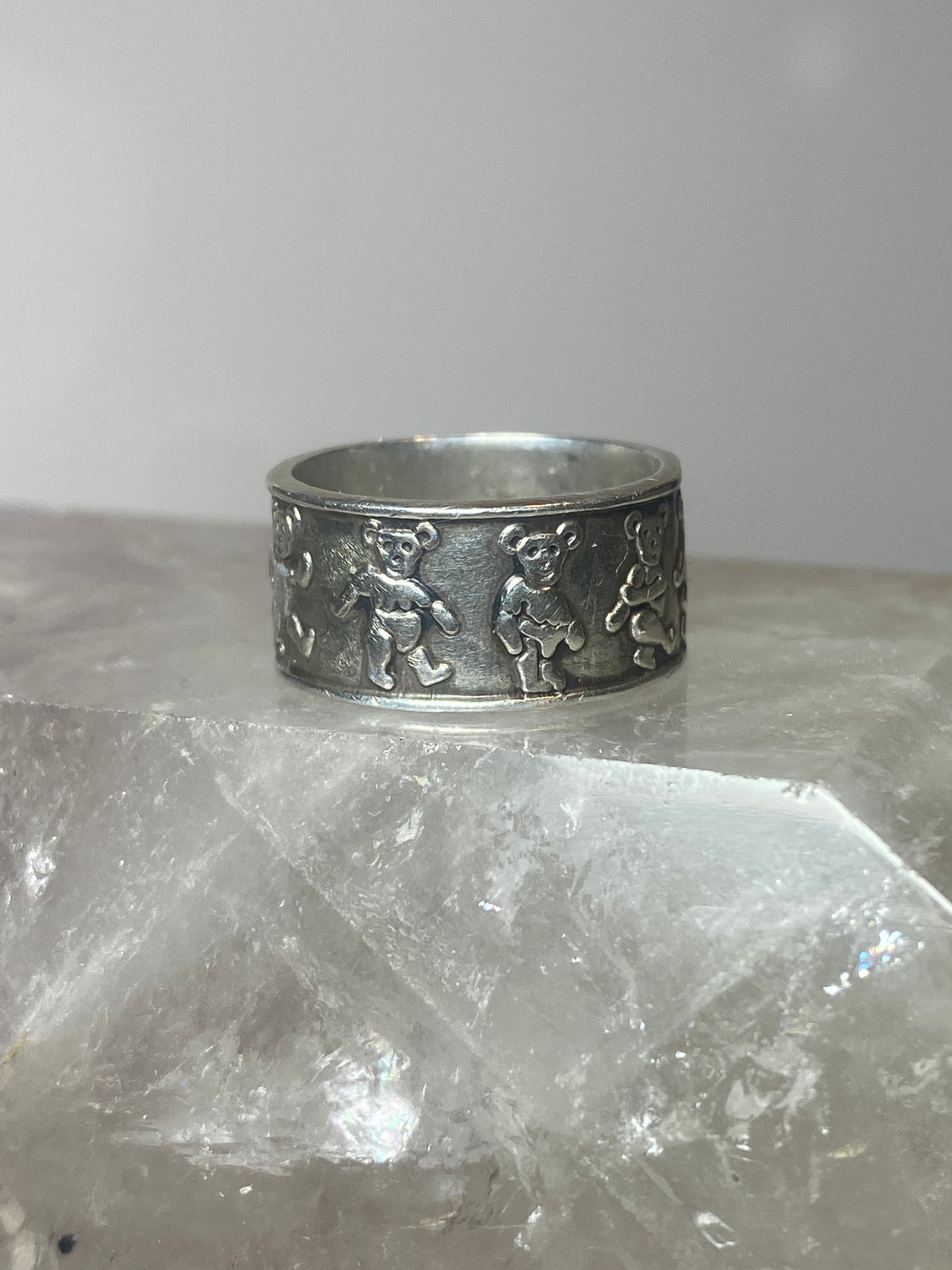 Bears  ring size 7.25  bear band sterling silver women men