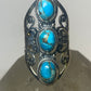 Long Turquoise ring knuckle band sterling silver women girls