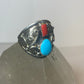 Navajo ring size 10 turquoise coral sterling silver southwest women men