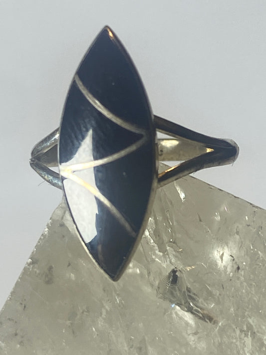 Long Onyx Ring southwest pinky sterling silver women girl c