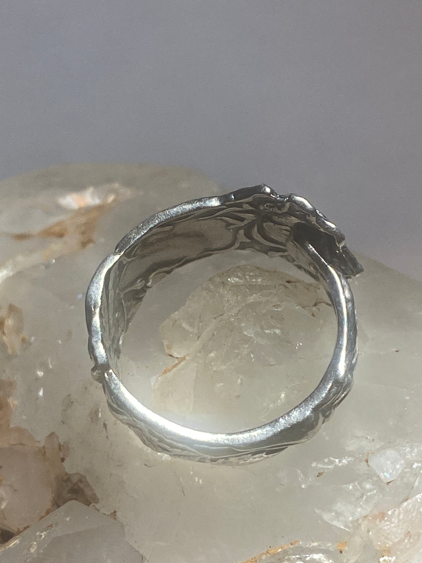 Rose spoon ring flower rose floral band sterling silver women girls