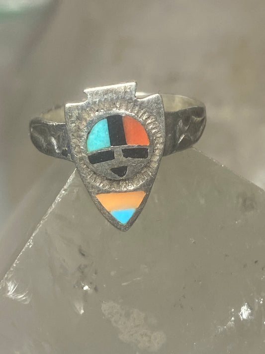 Arrow ring sun turquoise coral southwest band sterling silver women girls