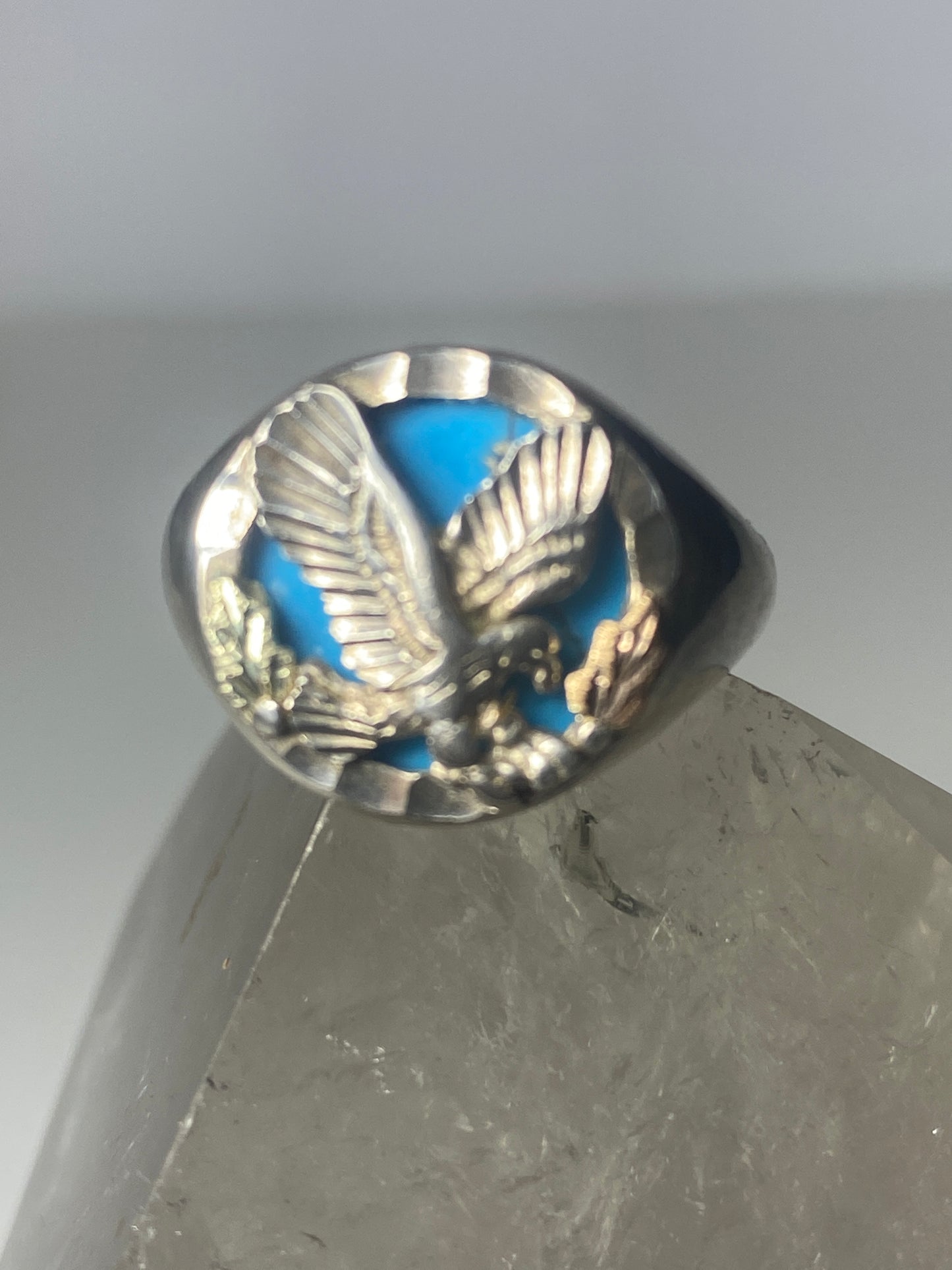 Black Hills Gold ring Eagle band sterling silver women men