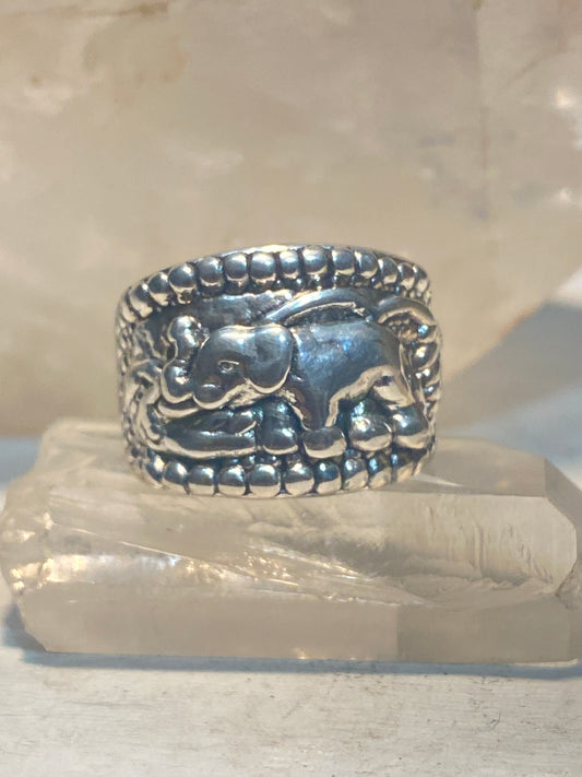 Elephant ring size 8 elephants band floral sterling silver women girls