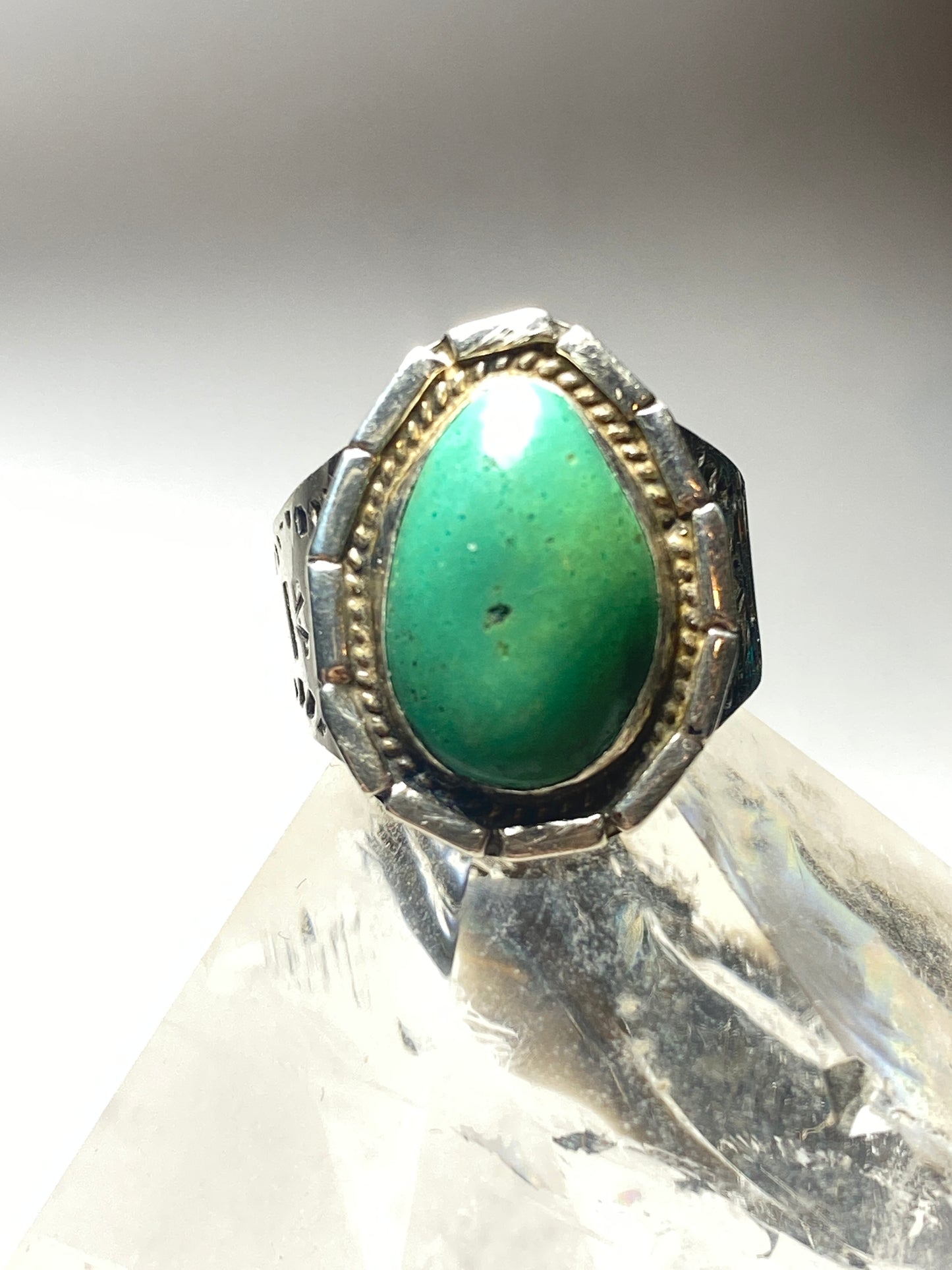 Turquoise ring size 11 long Navajo southwest Native American  sterling silver women men