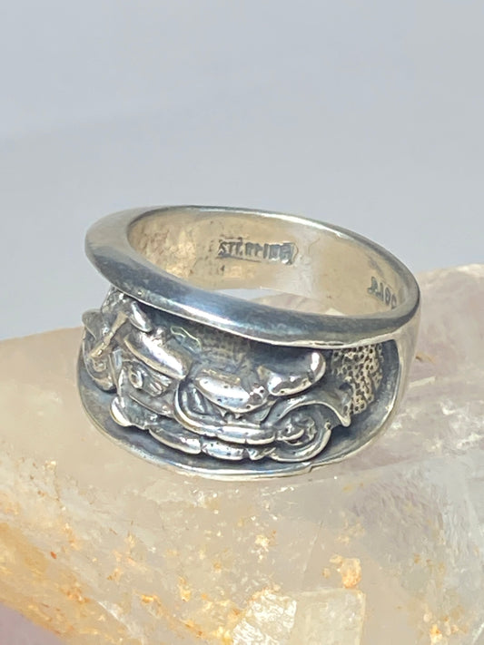 Motorcycle ring biker band sterling silver  women men