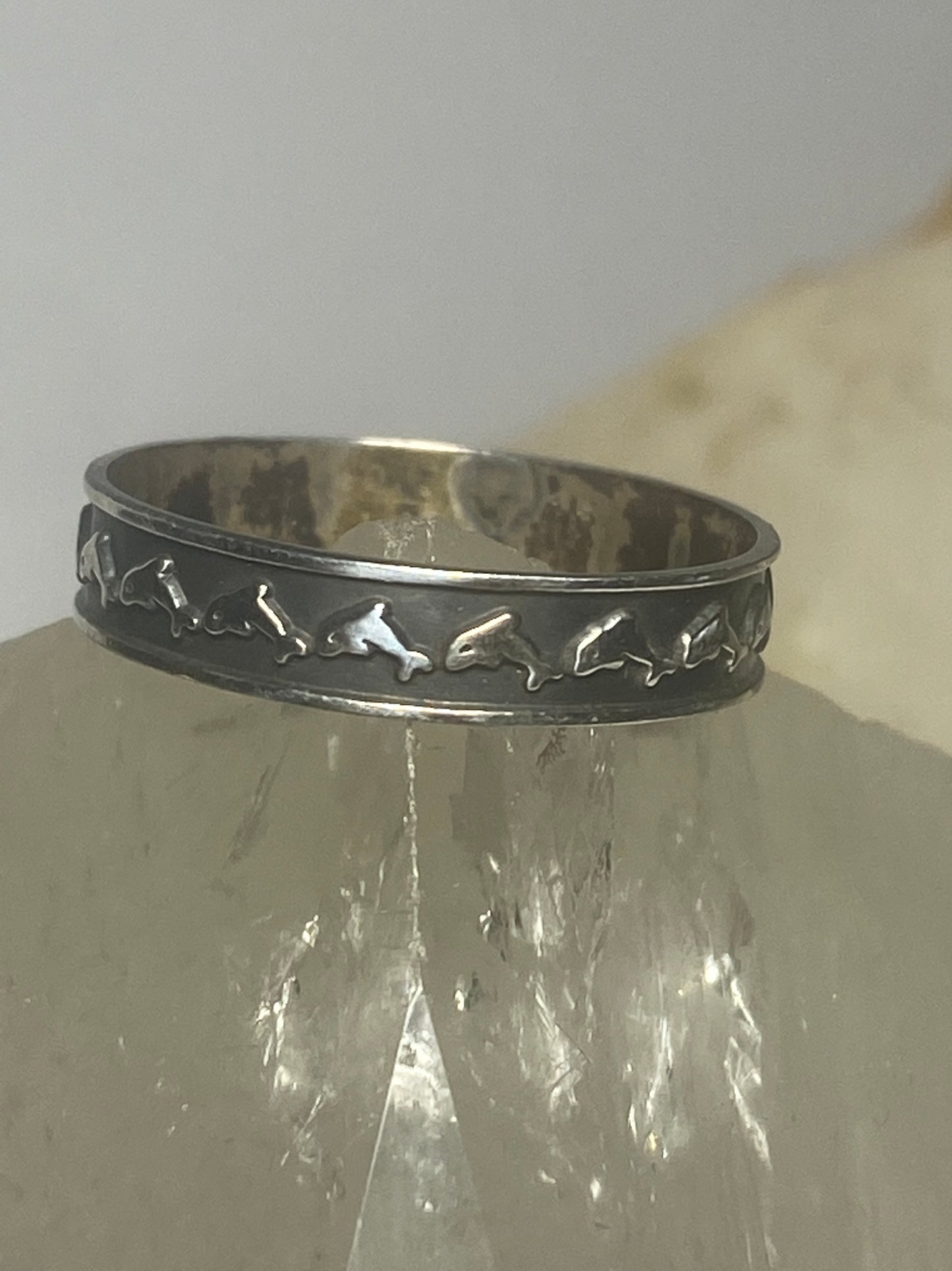 Dolphin  ring dolphins band stacker sterling silver women men boys