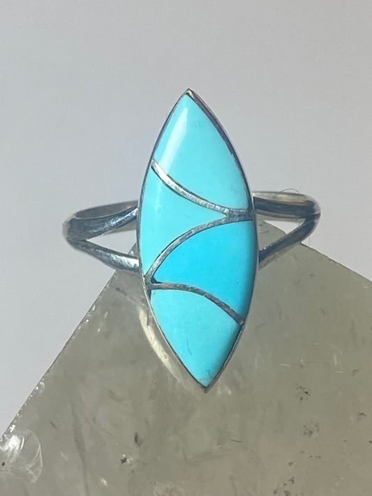 Long Turquoise Ring southwest pinky sterling silver women girl