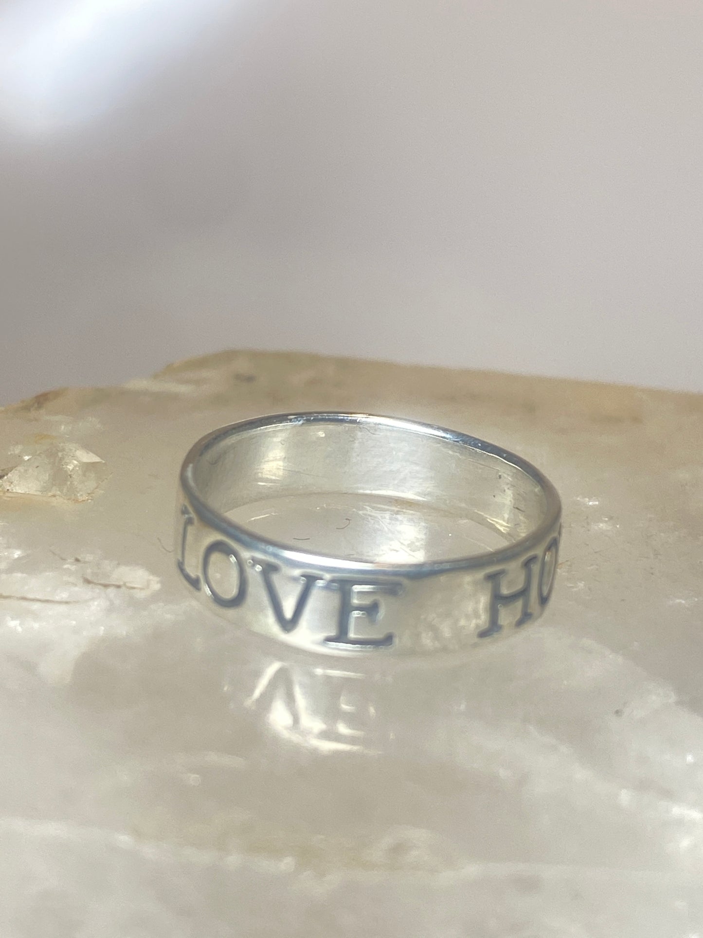 Love Hope Faith ring size 6.75 Solid words religious band sterling silver