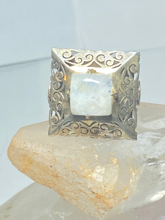 Moonstone Ring large square sterling silver women