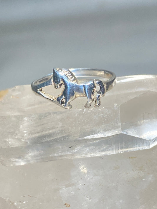 Horse ring size 7 pinky band cowgirl sterling silver women
