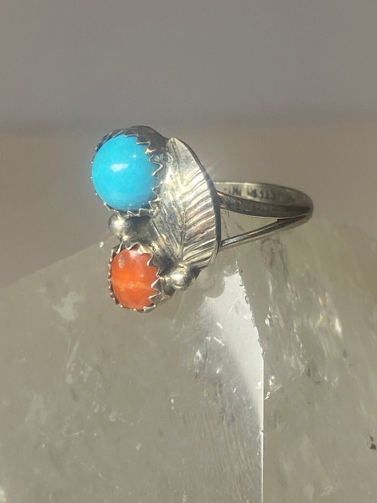 Turquoise ring coral southwest pinky floral leaves blossom baby children women girls  u