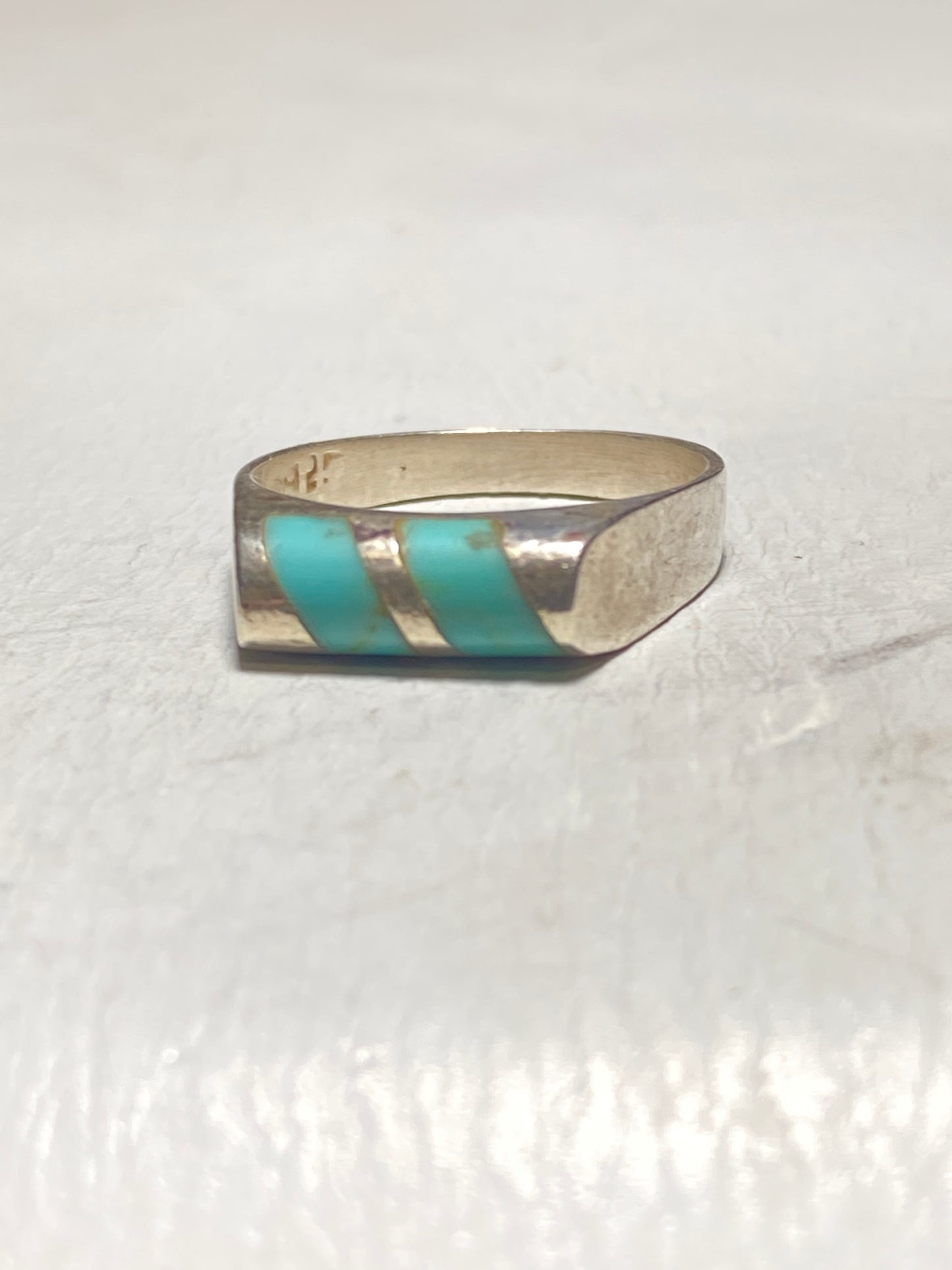 Turquoise ring pinky band sterling silver women boys girls