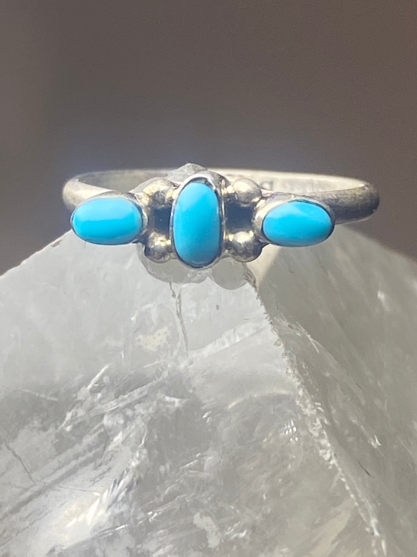 Turquoise Ring petite point southwest pinky sterling silver women girl dg