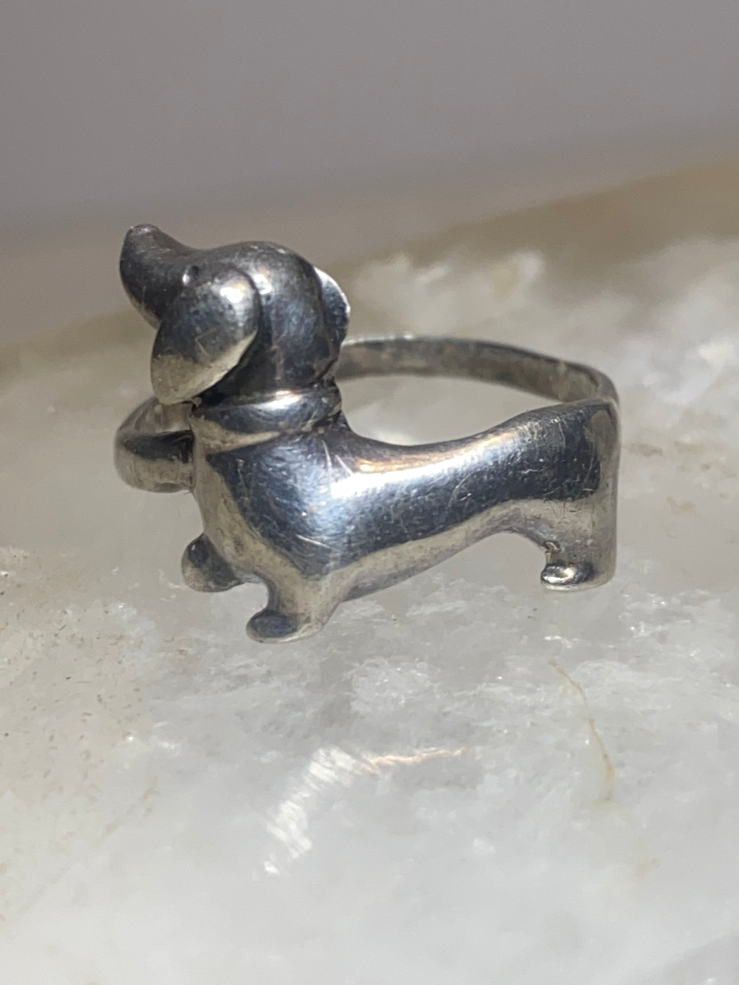 Dachshund ring size 7.50 dog band sterling silver women