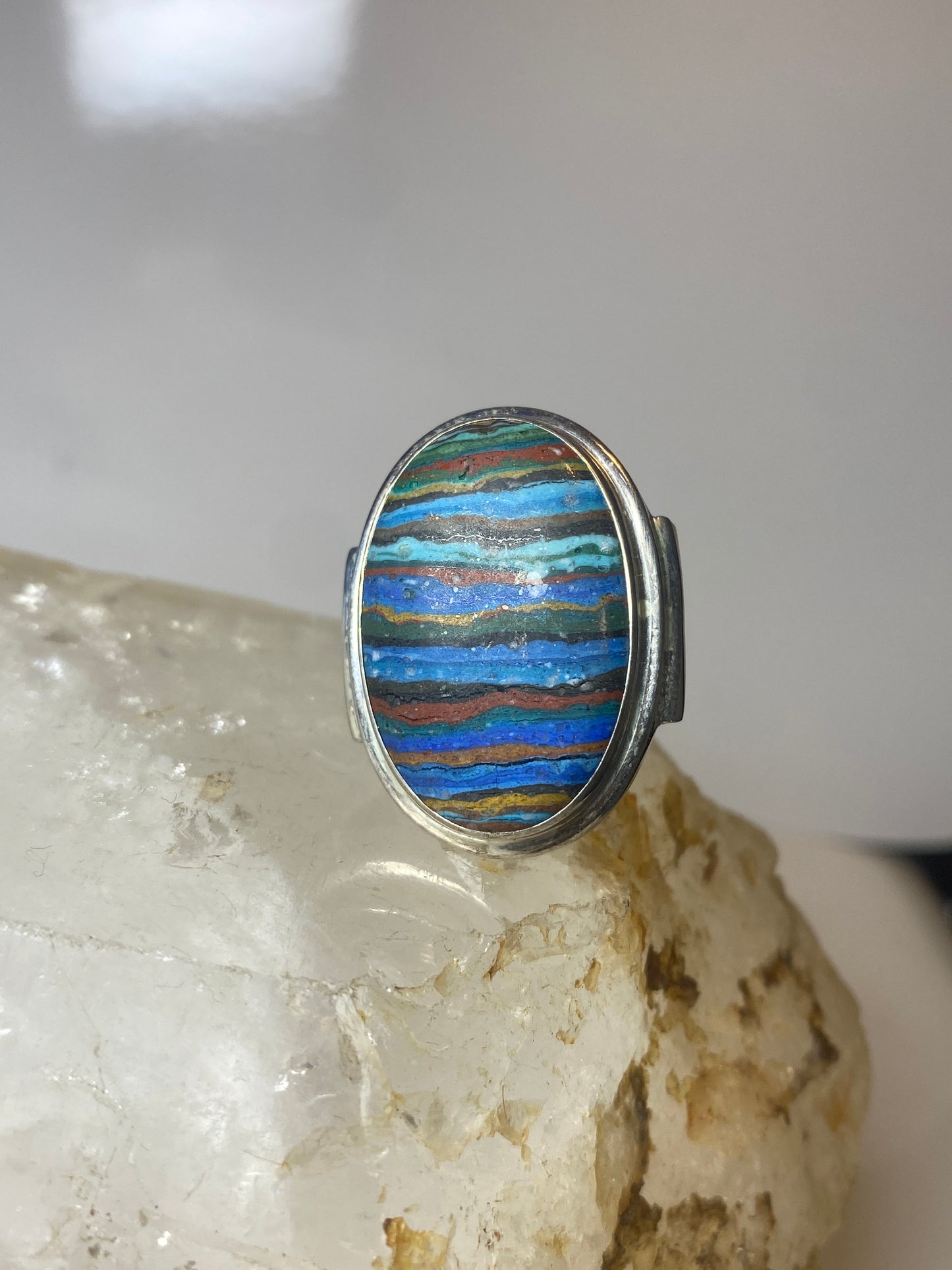 Rainbow Casilica ring size 12.25 southwest band sterling silver men