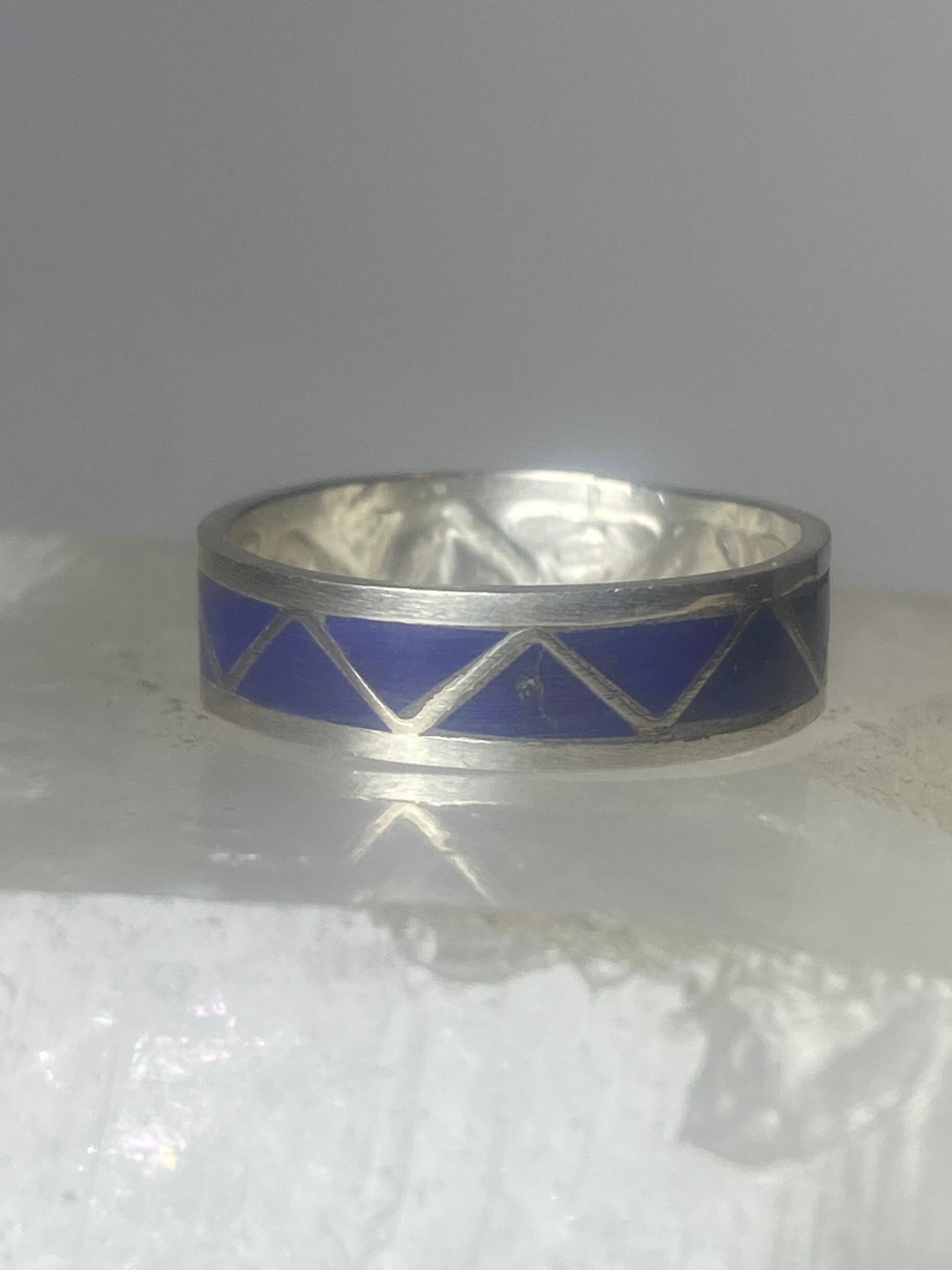 Blue lapis band ring size 9.50 Navajo southwest  sterling silver women b