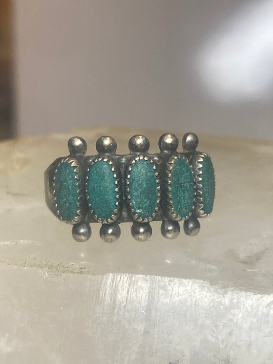 Zuni ring size 7.25 turquoise band petite point pinky sterling silver