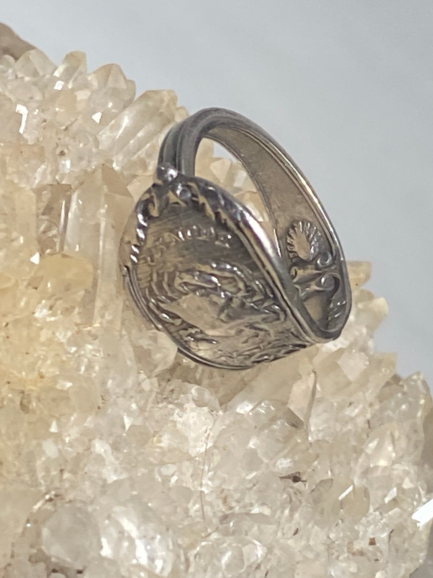 Crab spoon ring size 6.50 Cancer June July fishermen birthday band sterling silver women. adj