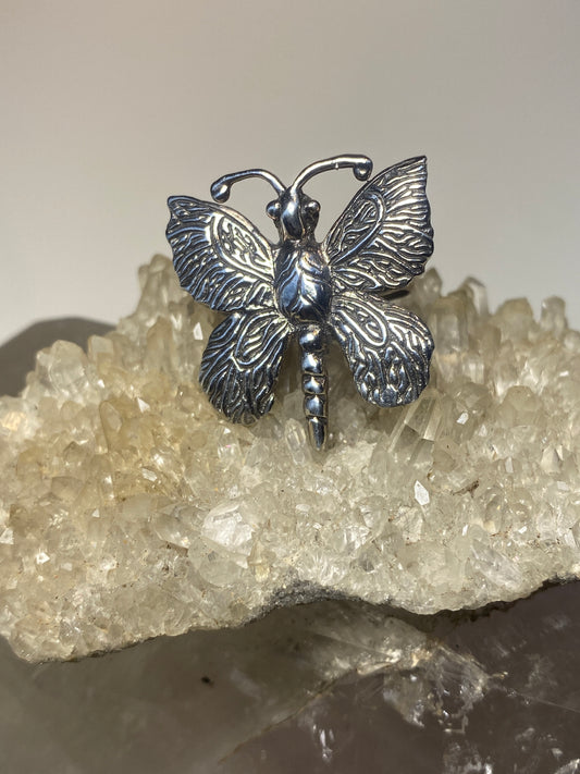 Butterfly  ring insect band sterling silver band women