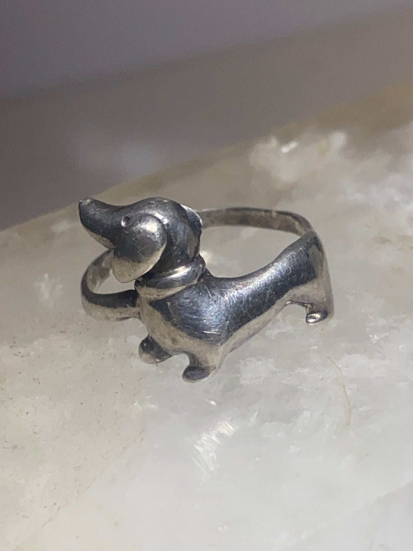 Dachshund ring size 7.50 dog band sterling silver women