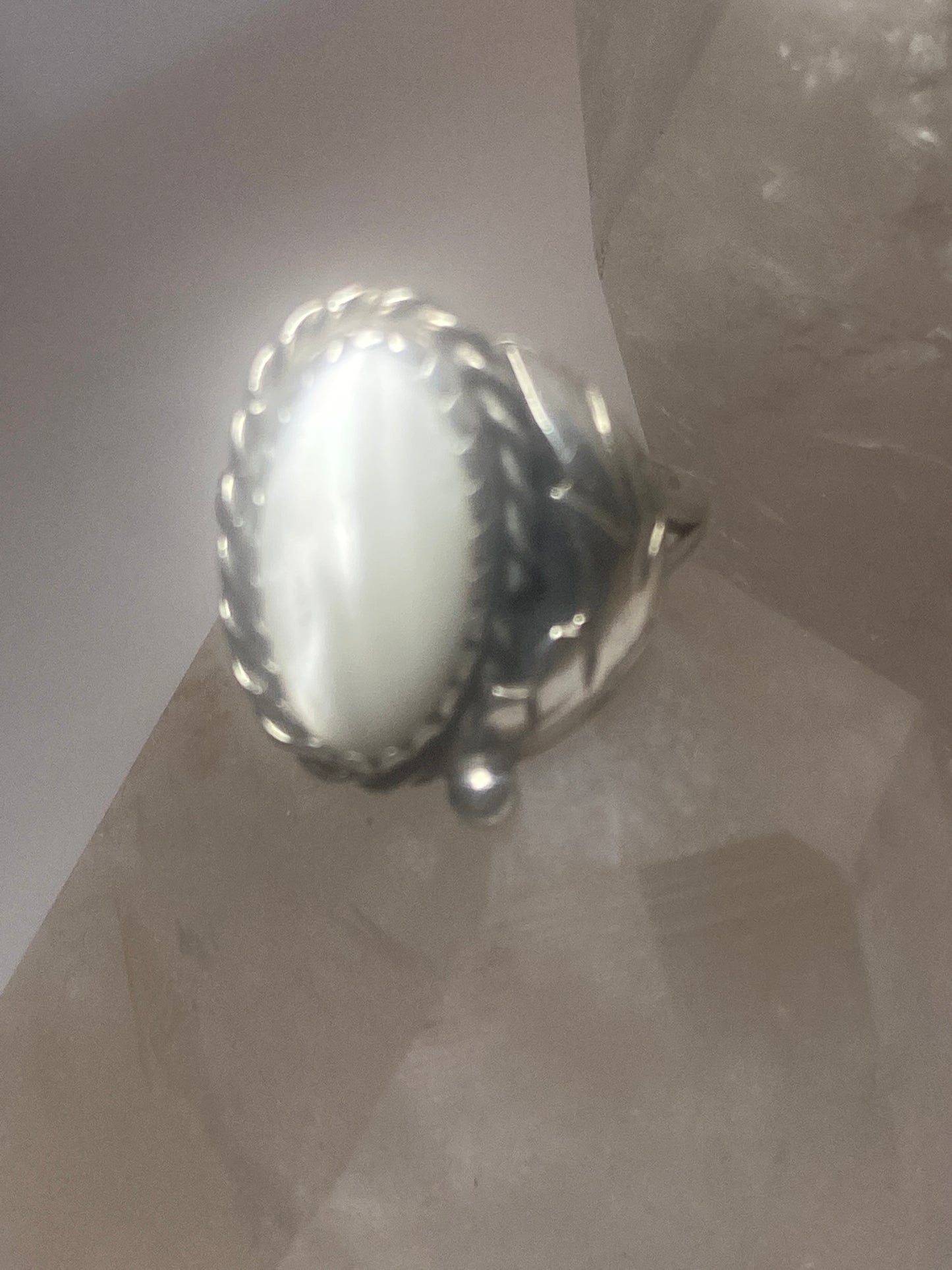 Mother of Pearl ring solitaire band southwest sterling silver women girls