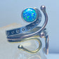 Opal lab ring abstract floral boho handmade southwest sterling silver women girls