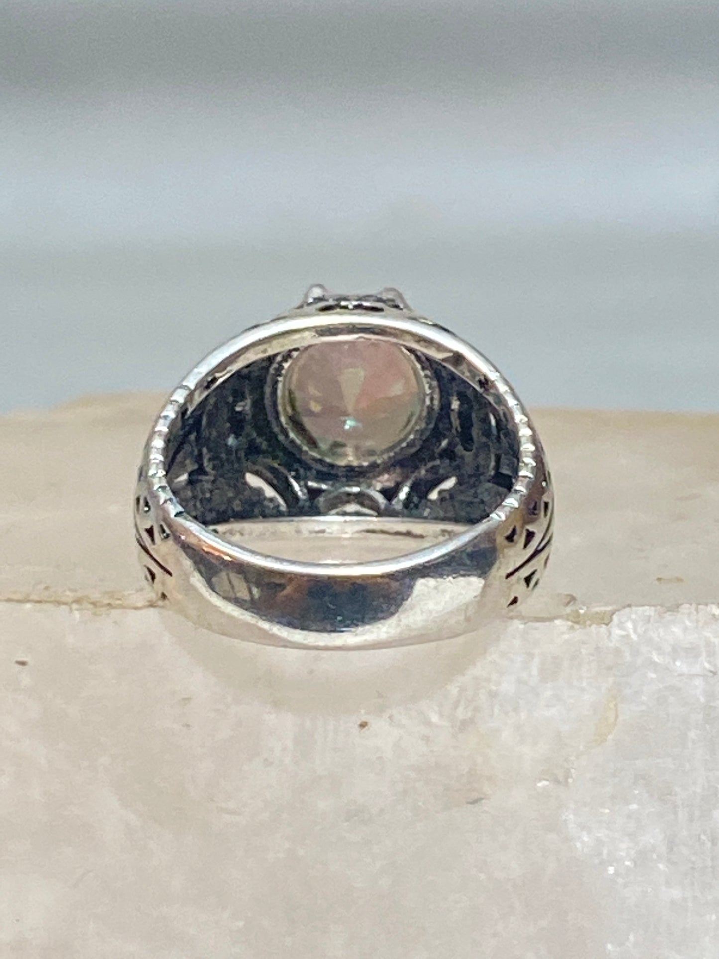 Mystic Topaz ring filigree art deco style sterling silver women