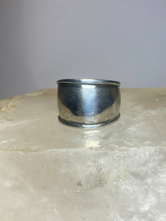 Cigar band  size 7.75 wide ring plain sterling silver women