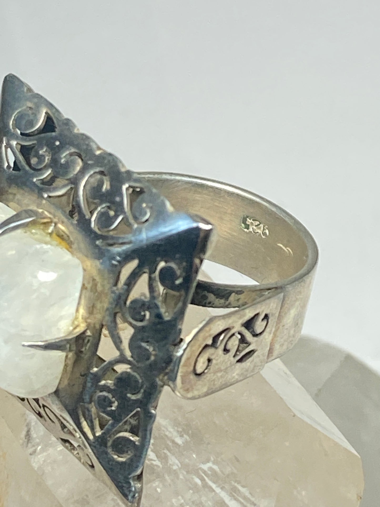 Moonstone Ring large square sterling silver women