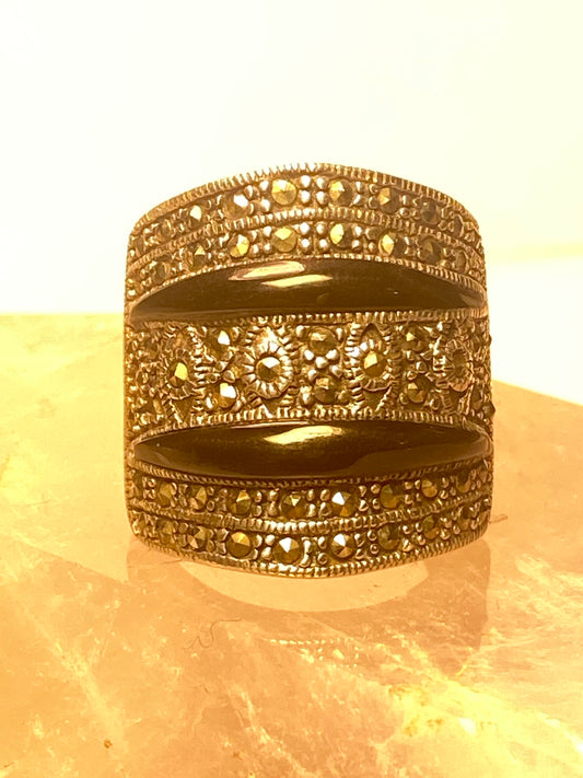 Cigar band size 7.50 marcasites art deco  sterling silver women girls