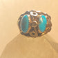 Turquoise ring size 12 Navajo feathers leaves design southwest sterling silver women men