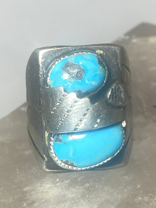 Turquoise ring southwest  Navajo leaf sterling silver women men