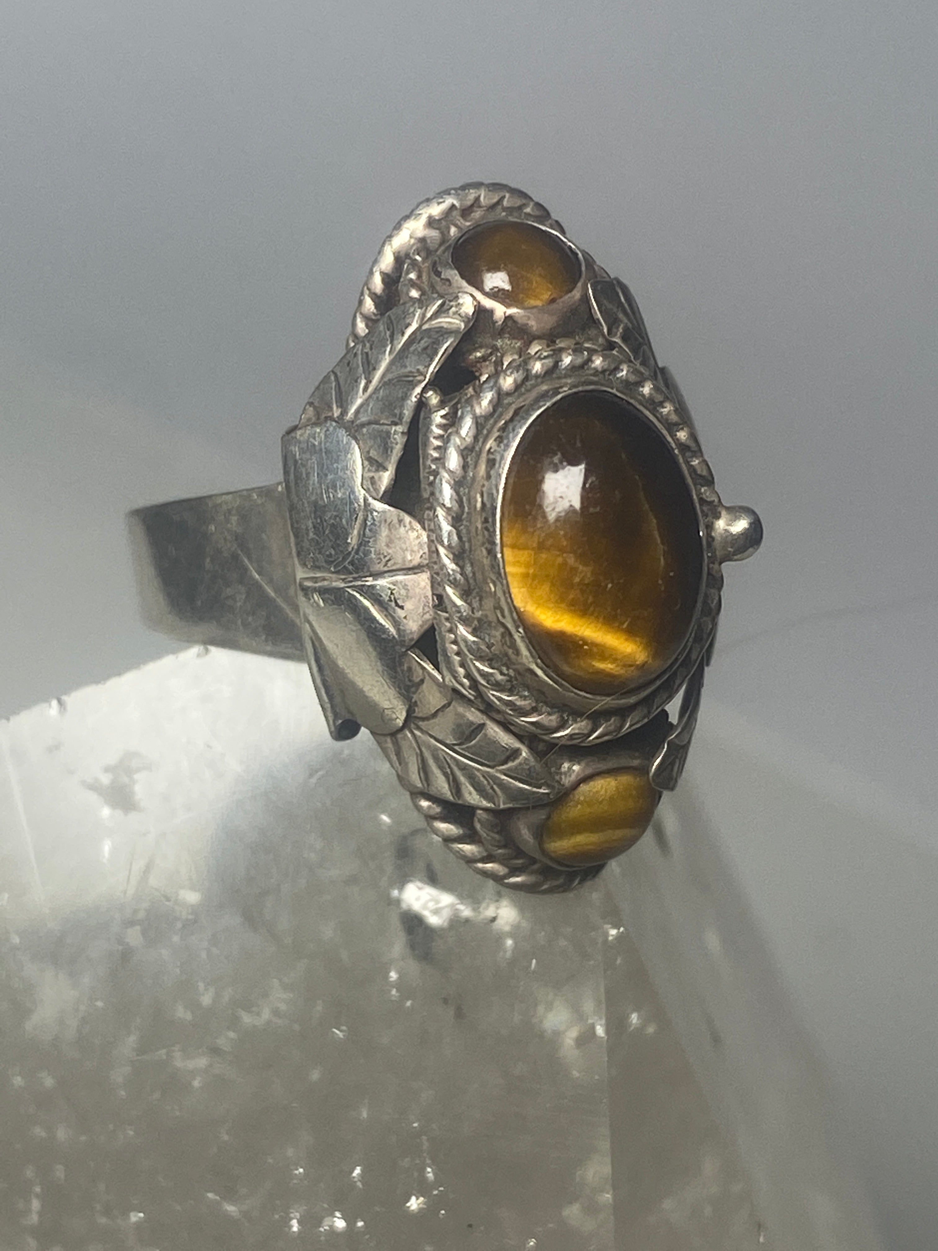 Red Tiger's Eye Poison Ring, Sterling Silver, size 11 – Earthsong Oasis