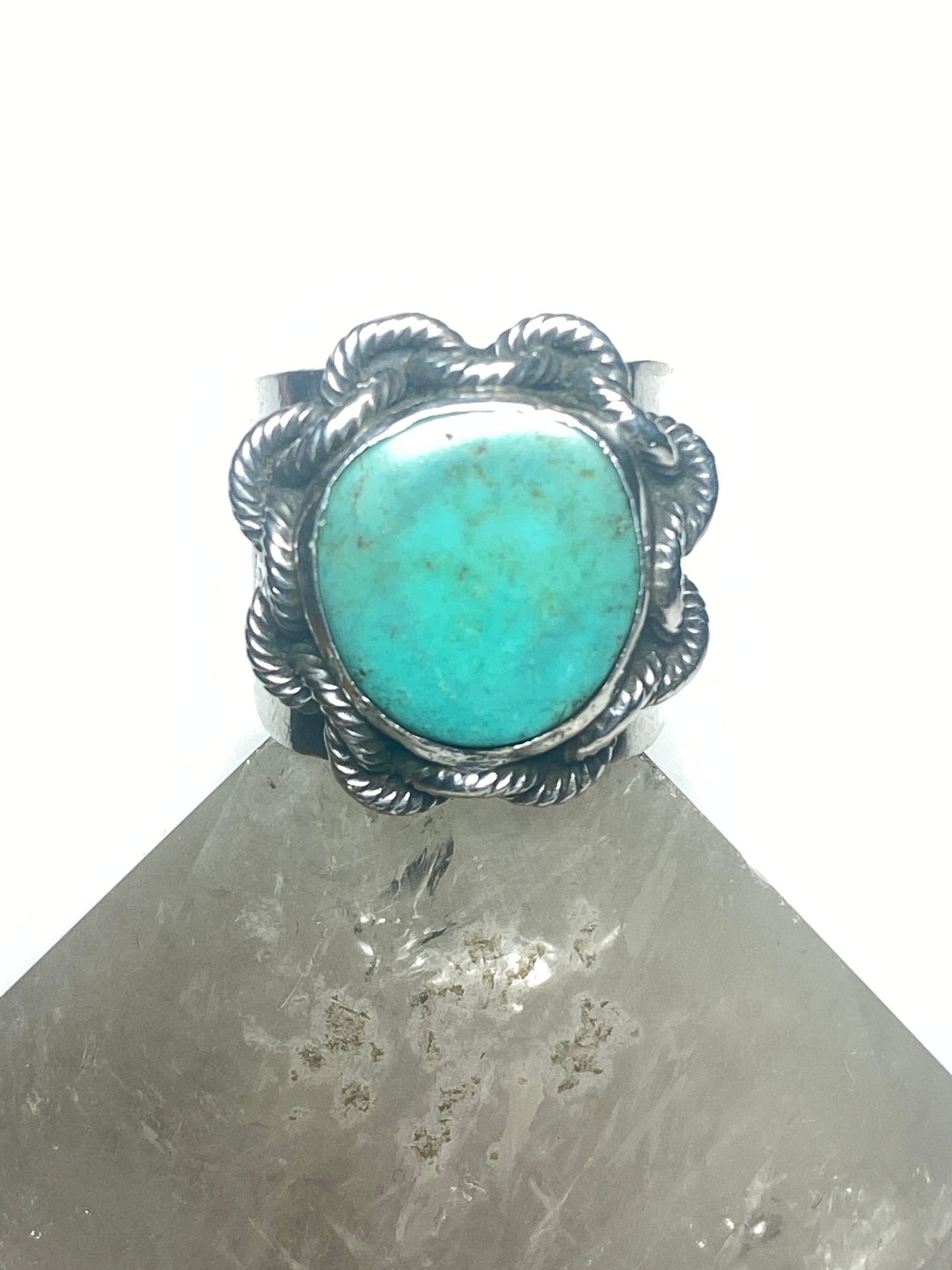 Turquoise ring Navajo chain band sterling silver women men